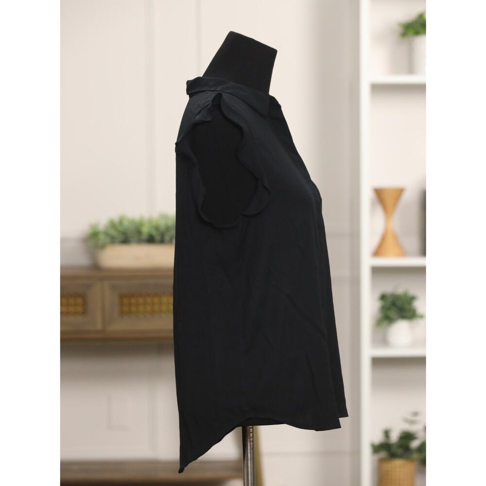 Who What Wear Black Sleeveless Blouse Ruffle Sleeve Lightweight Flowy Minimalist - Picture 6 of 10